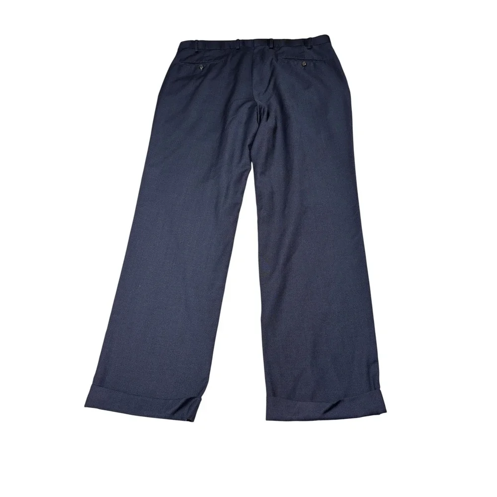 Lauren Ralph Lauren Mens 38x32 Navy Blue 100% Wool Pleated Cuffed Dress Pants
